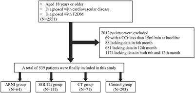 Combined effects of sodium-glucose cotransporter 2 inhibitor and angiotensin receptor-neprilysin inhibitor on renal function in cardiovascular disease patients with type 2 diabetes mellitus: a retrospective cohort study